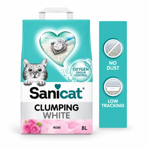 Sani Cat Clumping White Cat Litter Rose Petal Scent 8L