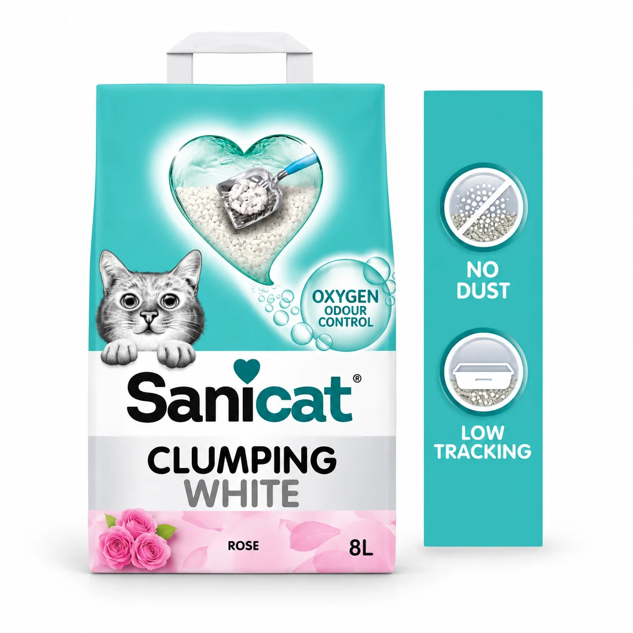 ChatGPT Image Sep 10, 2026, 08_41_07 PM (7) Sani Cat Clumping White Cat Litter Rose Petal Scent 8L - Image 1