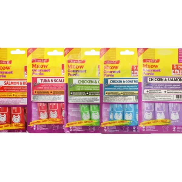 Freshy Meow Gourmet Creamy Treats For Cats - 5 tubes