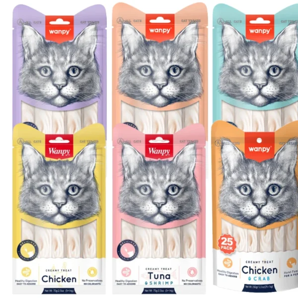 Wanpy Creamy Treats For Cats - 5 tubes