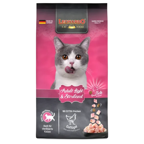 Leonardo Classic Line Cat Dry Food - Light & Sterilized Chicken, 1.8 Kg