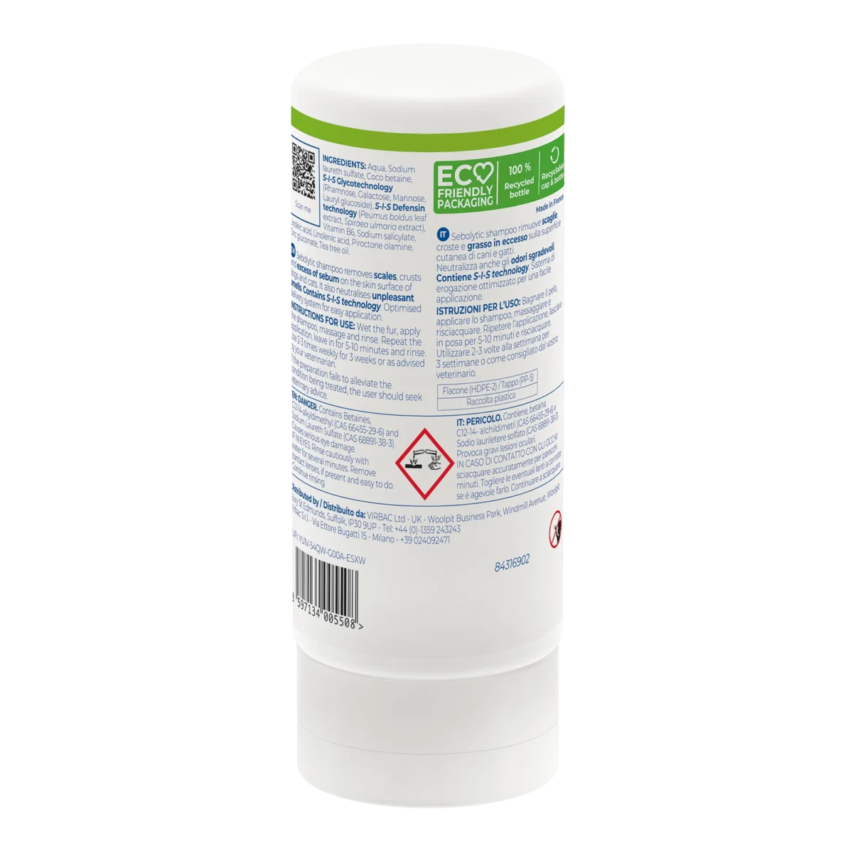 Virbac Sebolytic Shampoo for Dogs & Cats – Greasy & Scaly Skin 250ml - Image 2