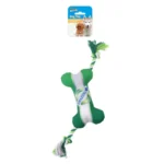 Soleil Squeaky Plush Dog Toy Bone W/Rope: P8354