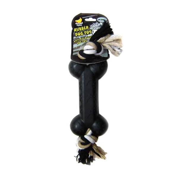Soleil Heavy Duty Rubber Bone W/Rope: R2051BK