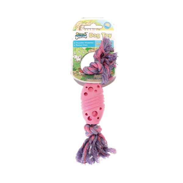 Soleil Rubber Dog Toy Rugby W/rope: R5161