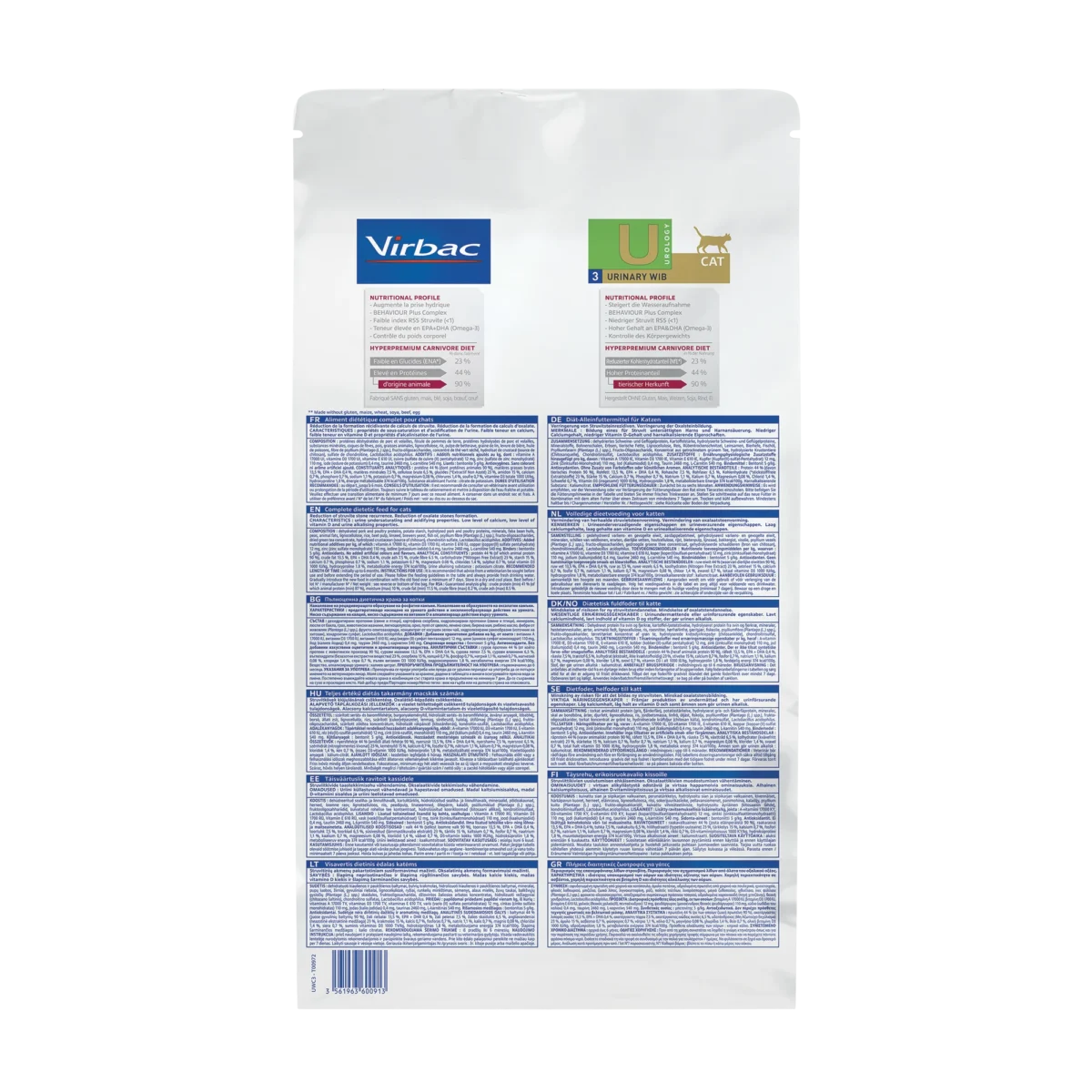 Virbac Urology Cat Food U3 - For Water Intake & Behaviour 1.5 kg - Image 2