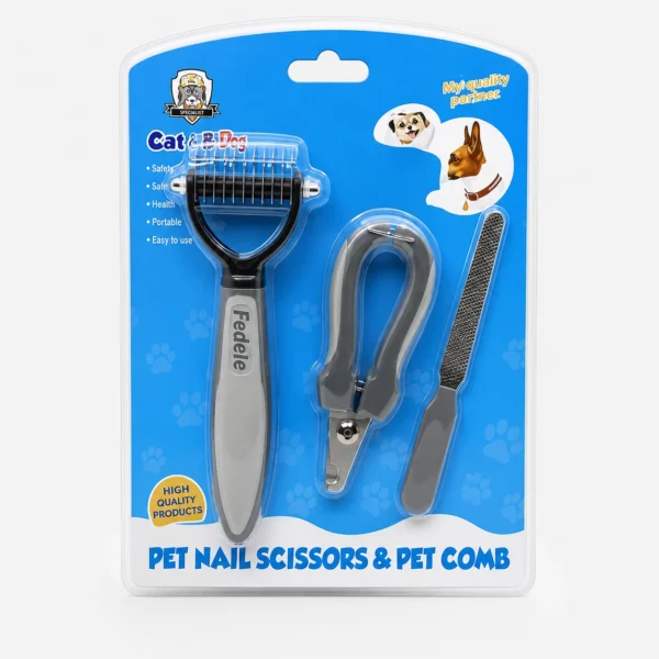 Feddis Pet Nail Scissors & Grooming Comb Set
