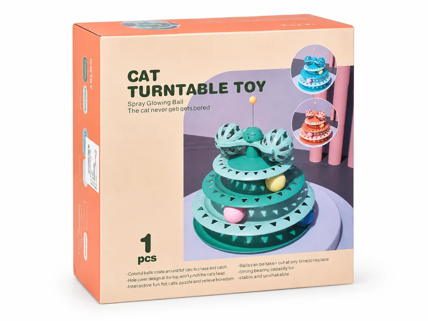 ChatGPT Image Aug 14, 2026, 09_48_40 PM Turntable Track Tower Teaser Cat Toy with Balls - Image 1