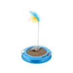 Interactive Cat Scratcher Toy with Feathers & Catnip
