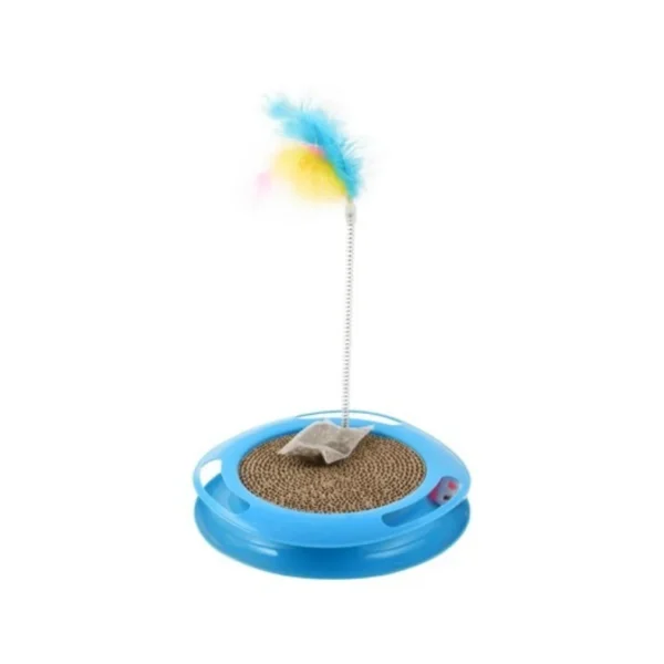 Interactive Cat Scratcher Toy with Feathers & Catnip