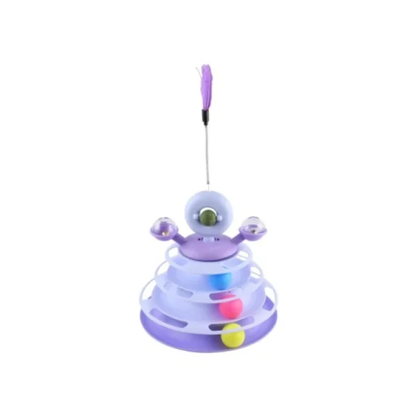 Track Tower Interactive Cat Toy with Catnip, Feathers & Balls