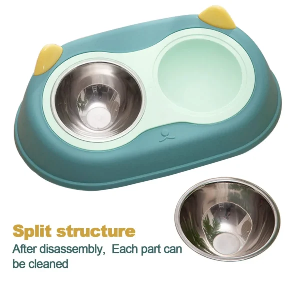 Cat Feeder With Stainless Steel Bowls