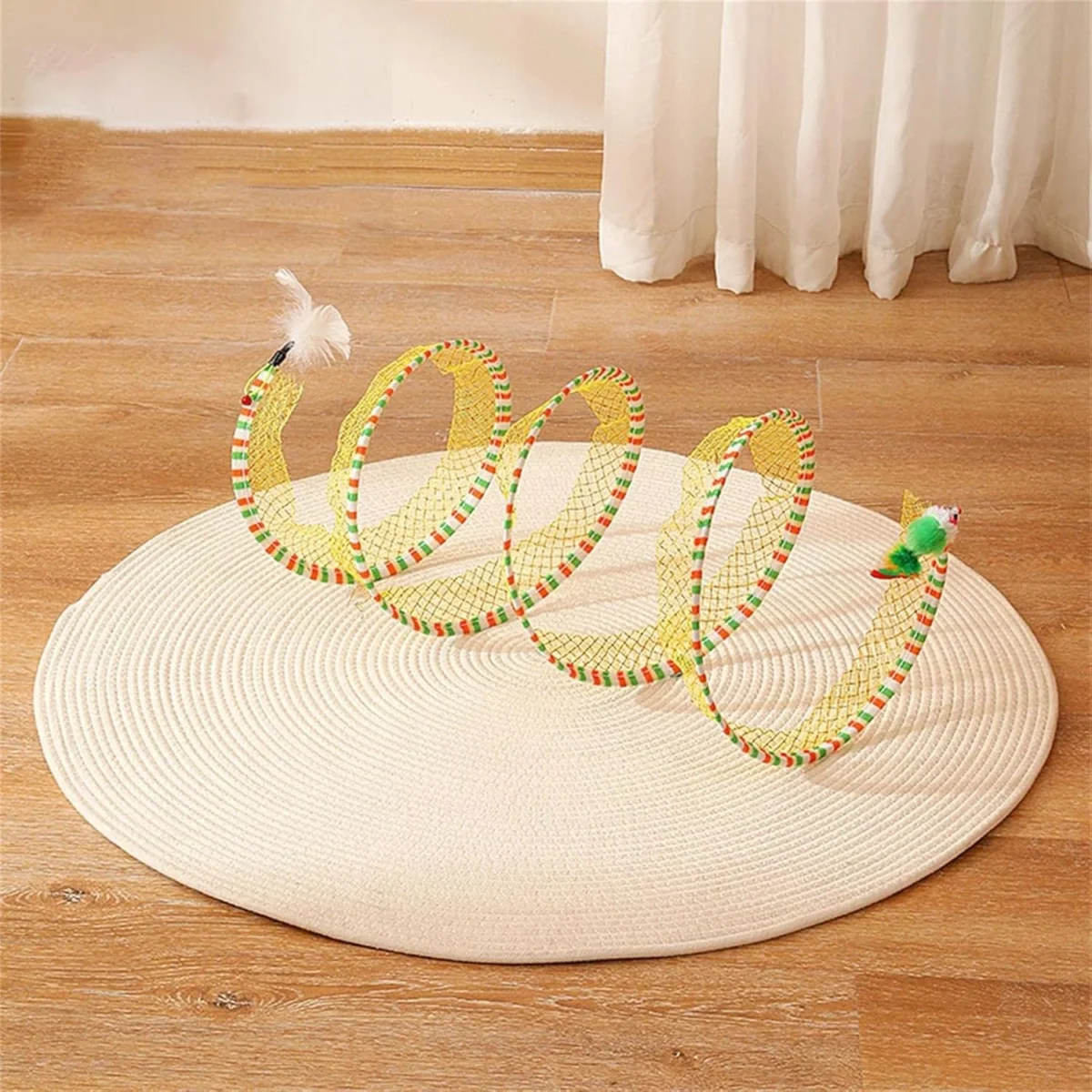 Spiral Tunnel Cat Toy With Feathers - Image 3