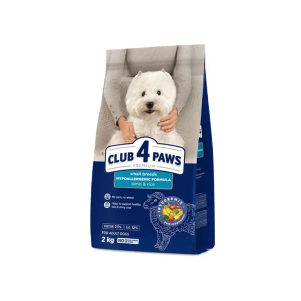 CLUB 4 PAWS hypoallergenic Dry Food For Adult Dogs of Small breeds With Lamb and Rice 2 Kg