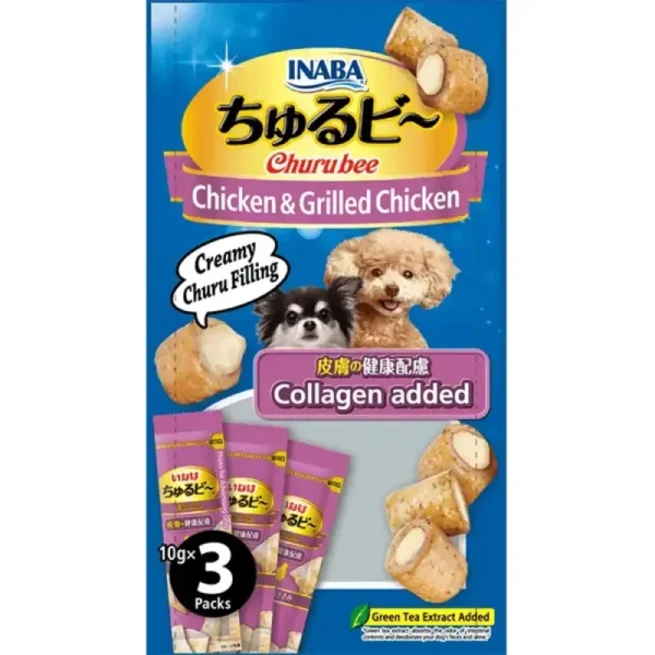 Inaba Churu Bee Grilled Chicken Fillet With Collagen Dog Treat 10g x 3pcs