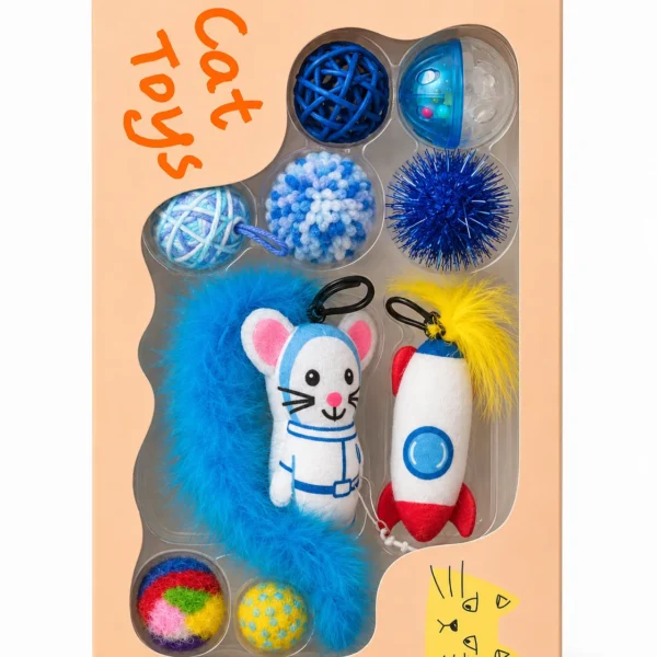 Colourful Cat Toy Gift Set