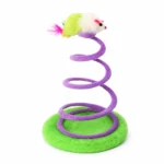 Moving spring cat toy with a mouse