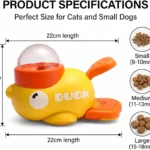 Pet Puzzle Feeder Toy for Cats & Small Dogs Yellow Duck Design